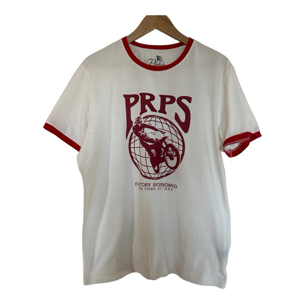 PRPS mens t-shirt size L white red
